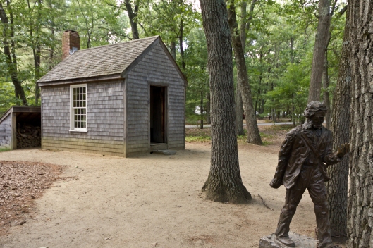 "Live deliberately" in this replica of Thoreau's cabin 